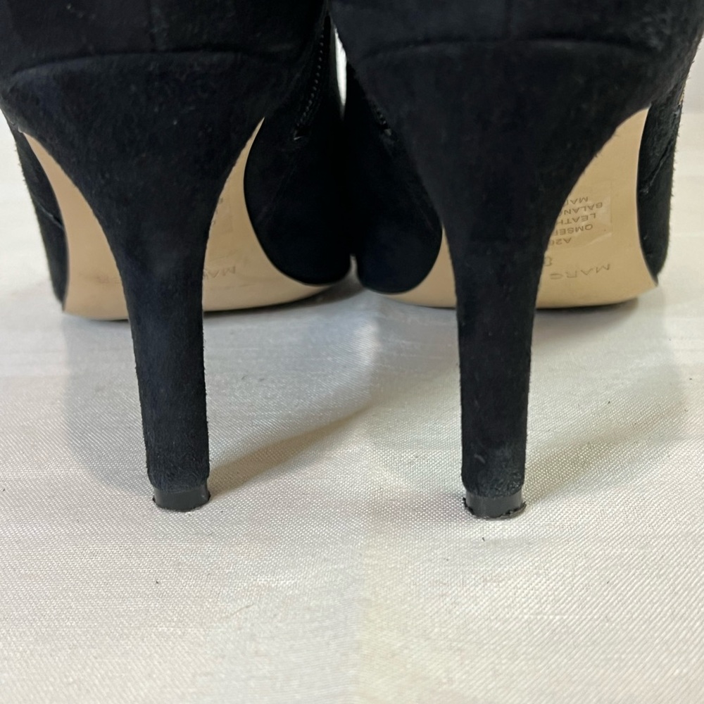 Marc Fisher black suede style Serenity peep toe high heel zipper bootie 8 1/2 - Picture 6 of 16